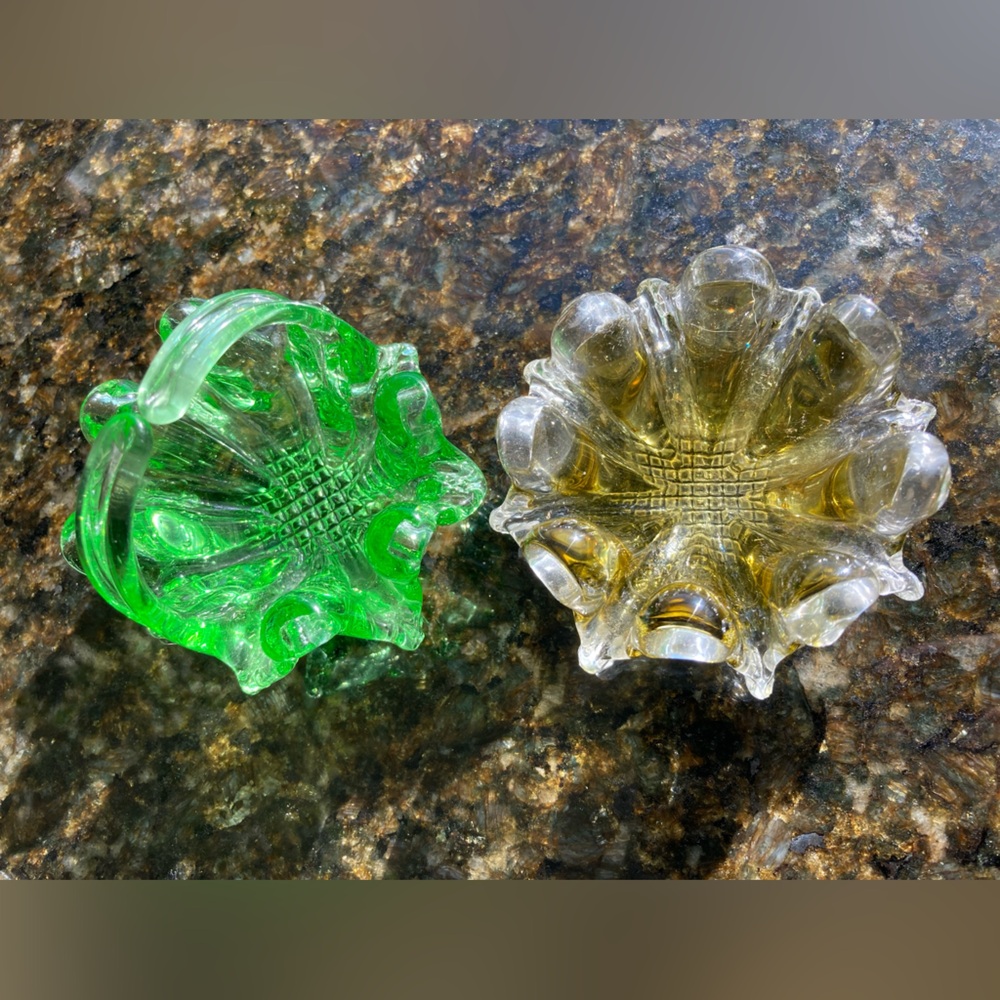 MCM Glass Trinket Bowls or Ashtrays - Set of Two - Finger Glass